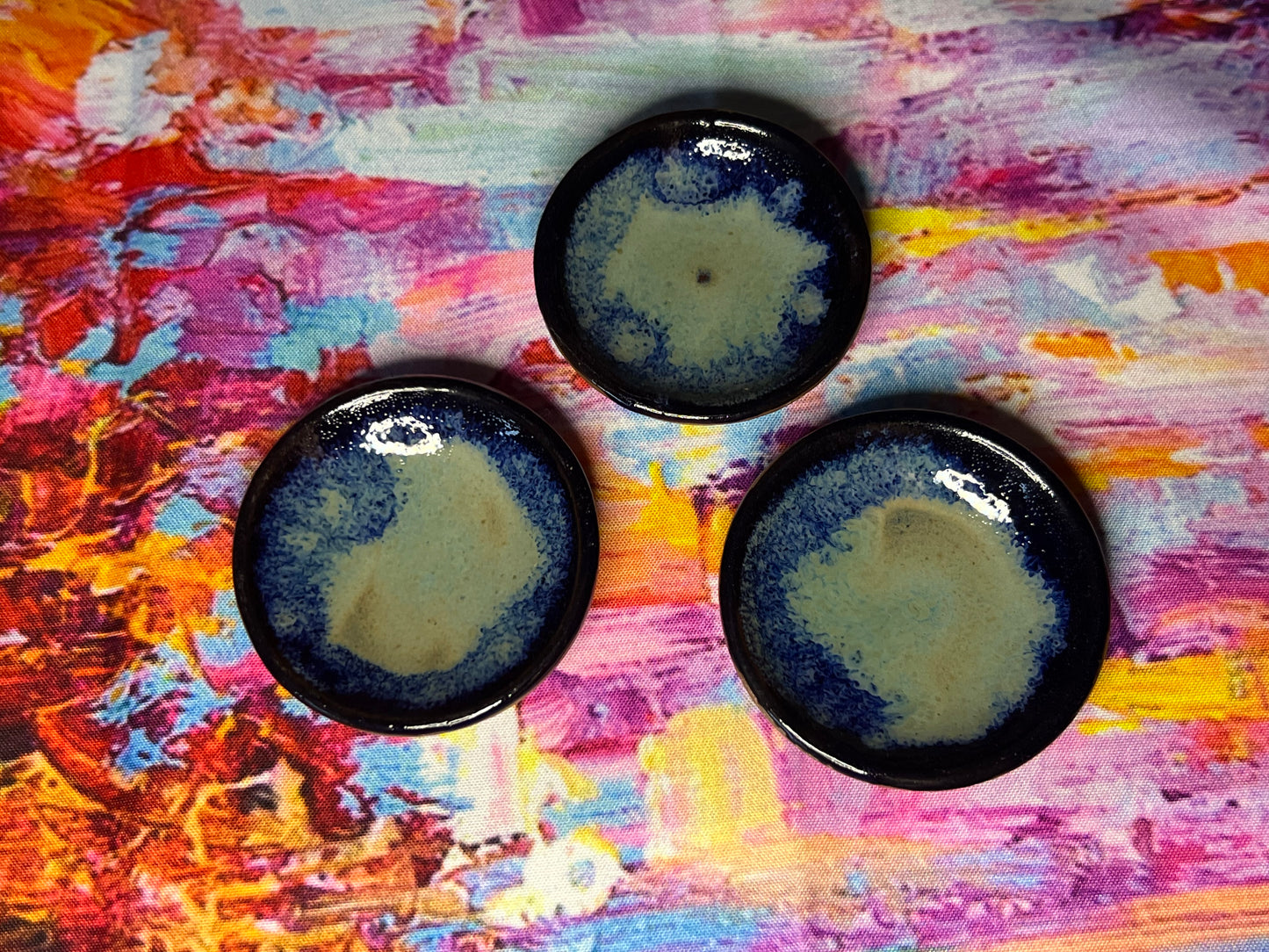 Miniature Plate Set of 3 in Blue and Sage